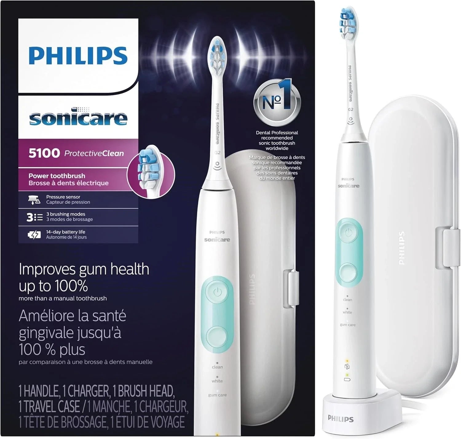 Sonicare Protective Clean 5100 Rechargeable Electric Toothbrush - White