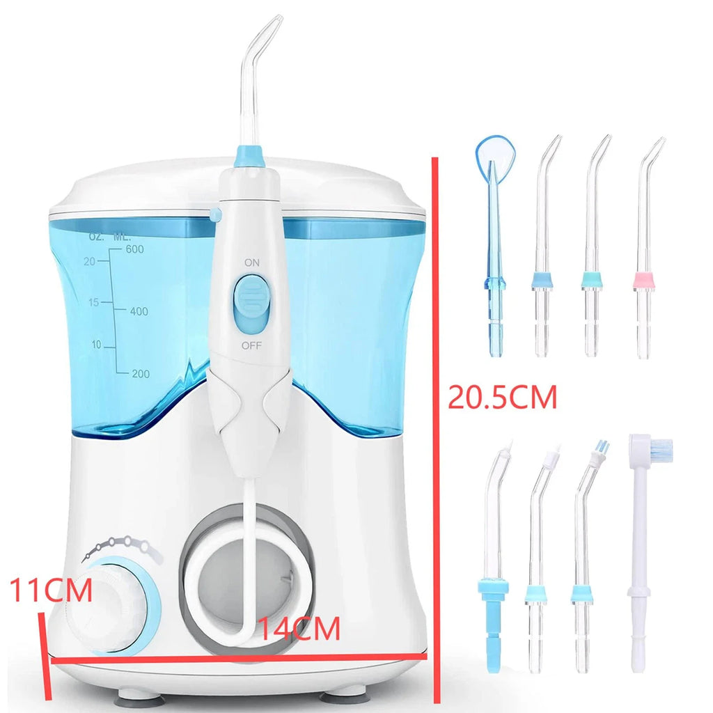Water Flossing Oral Irrigator 600ML Dental Cleaner 10 Adjust Pressure 8Tips B3O3