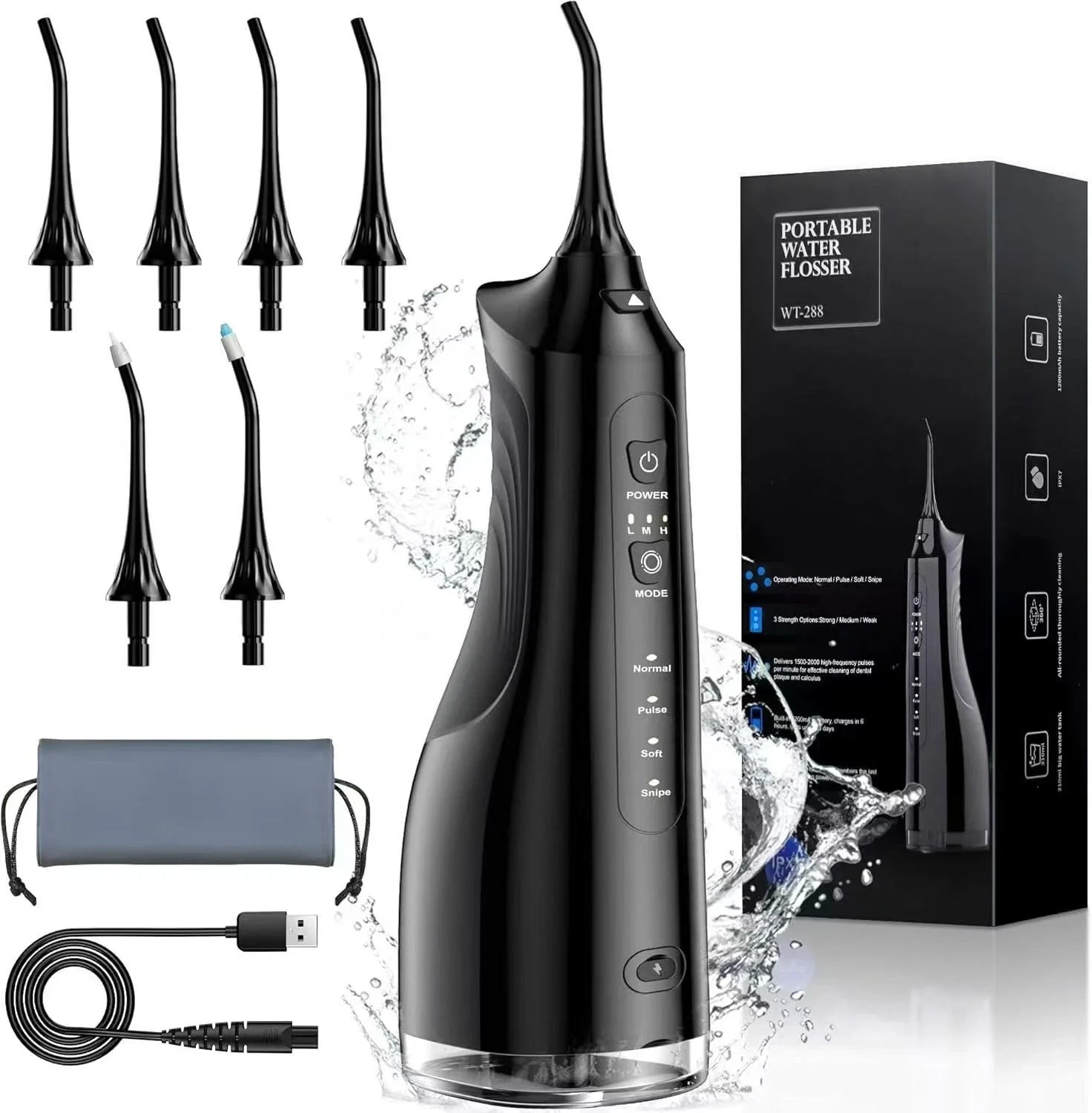 Water Dental Flosser Pick for Teeth - 5 Modes Cordless Portable Water Teeth C...